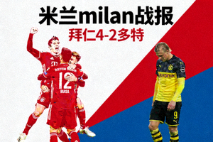 米兰milan战报 拜仁4-2多特